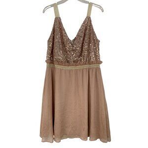 Sequin Chiffon Strap Dress 2XL Blush RBB10452 NWOT Special Event
